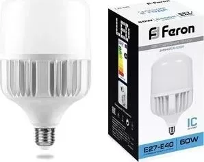 Лампа светодиодная FERON LB-65 25782 E27-E40 60W 6400K Цилиндр Матовая