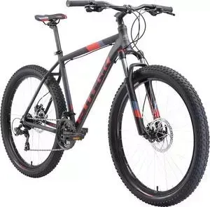 Велосипед STARK 19 Hunter 27.2+ HD чёрный/красный/серый 18"