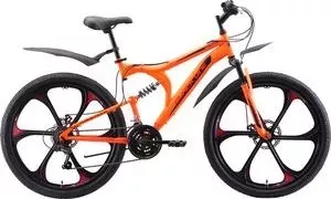 Велосипед BLACK ONE Totem FS 26 D FW неоновый оранжевый/красный/чёрный 18"
