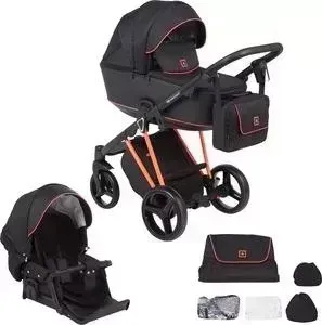 Коляска 2 в 1 ADAMEX 2 в 1 CRISTIANO FLUO ORANGE черный+оранжевый