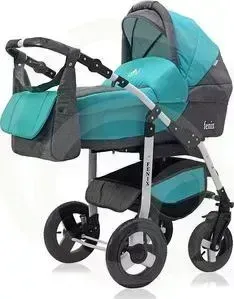 Коляска 2 в 1 Bart Plast 2 в 1 FENIX LEN 03 серый-бирюза