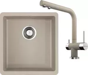 Мойка кухонная и смеситель OMOIKIRI и смеситель Kata 40-U-SA 400x420 бежевый (4993422, 4994055)