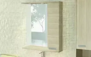 Зеркальный шкаф Comforty Марио 75 сосна лоредо, с подсветкой, правый (3121624)