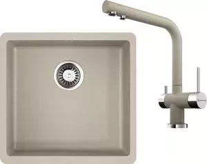 Мойка кухонная и смеситель OMOIKIRI и смеситель Kata 44-U-SA 440x420 бежевый (4993423, 4994055)