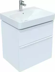 Тумба с раковиной Geberit с Smyle Square 60 белый глянец (500.352.00.1, 500.229.01.1)