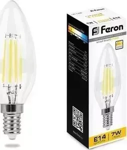 Лампа светодиодная FERON диммируемая филаментная LB-166 25870 E14 7W 2700K прозрачная