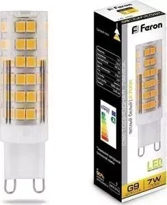 Лампа светодиодная FERON LB-433 25766 G9 7W 2700K Прямосторонняя Матовая