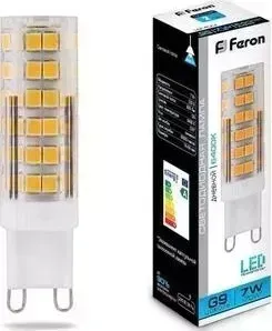 Лампа светодиодная FERON LB-433 25768 G9 7W 6400K Прямосторонняя Матовая