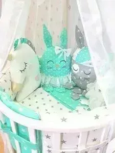 Комплект в кроватку Malika в 4 пр. Animals мятный
