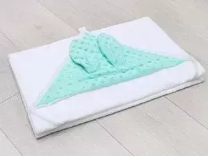 Полотенце AmaroBaby детское с уголком Honey Bunny мята