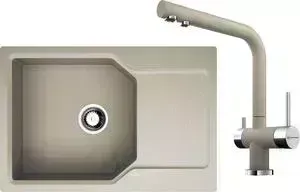 Мойка кухонная и смеситель OMOIKIRI и смеситель Yonaka 78-LB-SA бежевый (4993416, 4994055)