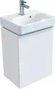 Тумба с раковиной Geberit с Smyle Square 45 белый глянец, левый (500.351.00.1, 500.222.01.1)
