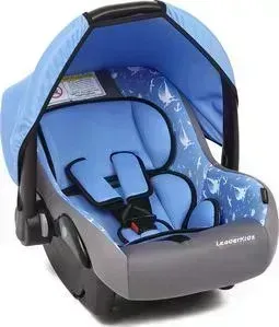 Автокресло Leader Kids переноска 0-13 кг Вояж, 0+ гр., серый+голубой принт