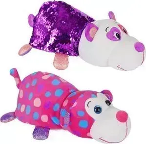 Мягкая игрушка 1TOY Вывернушка Блеск с пайетками Розовая Обезьянка-фиолетовая Панда Т15591