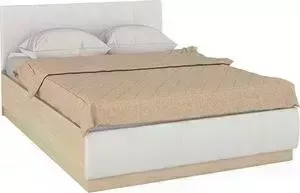 Кровать Моби Линда 303 140 дуб сонома/белая искусственная кожа 140х200