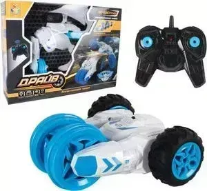 Машинка 1TOY на радиоуправлении перевёртыш трюковая трёхколёсная бело-голубой Т10959