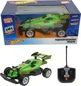 Машинка 1TOY на радиоуправлении багги скорость - 14км/ч со светом на батарейках зелёная Т10975