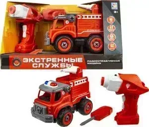 Машинка 1TOY на радиоуправлении Экстренные службы пожарный грузовик на радиуправлении Т16963