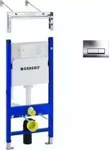 Инсталляция для унитаза Geberit DuofixBasic Plattenbau Delta UP100 с клавишей Delta51 хром, с креплением к стене (111.153.00.1, 115.105.21.1, 111.824.
