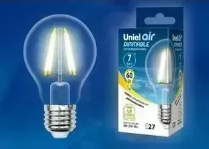 Лампочка светодиодная филаментная димируемая UNIEL LED-A60-7W/WW/E27/CL/DIM GLA01TR
