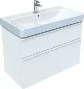 Тумба с раковиной Geberit с Smyle Square 90 белый глянец (500.354.00.1, 500.251.01.1)