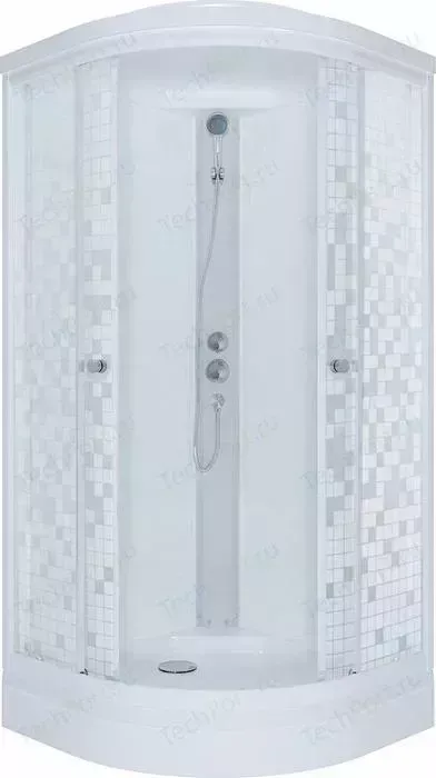 Душевая кабина TRITON Стандарт 90*90 В" 1/4 круга, низкий. подд., Аква, Мозаика, Белый, ДН3 (7 мест+сифон D50мм)