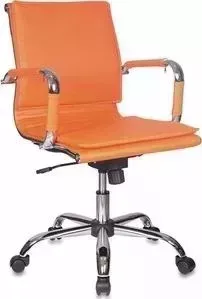 Кресло офисное БЮРОКРАТ CH-993-LOW/ORANGE низкая спинка оранжевый искусственная кожа крестовина хром
