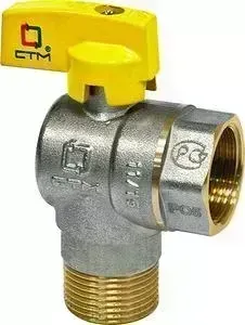 Кран СТМ шаровый для газа угловой 3/4 гайка/штуцер, бабочка (CGLFMB34)