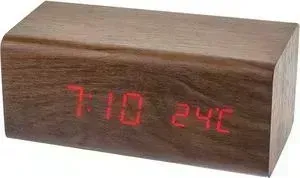 Радиобудильник Perfeo Block коричневый корпус /красная подсветка