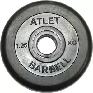 Диск обрезиненный MB Atlet чёрного цвета, 31 мм, 25 кг