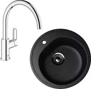 Мойка кухонная и смеситель EcoStone и смеситель ES-011 Grohe BauEdge черная (ES-11-308, 31367000)