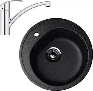 Мойка кухонная и смеситель EcoStone и смеситель ES-011 Grohe Eurosmart черная (ES-11-308, 33281002)