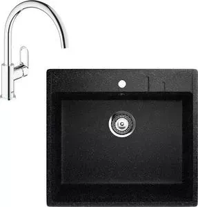 Мойка кухонная и смеситель EcoStone и смеситель ES-15 Grohe BauLoop черная (ES-15-308, 31368000)