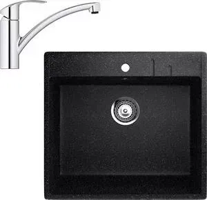 Мойка кухонная и смеситель EcoStone и смеситель ES-15 Grohe Eurosmart черная (ES-15-308, 33281002)