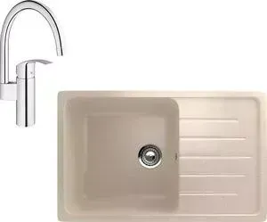 Мойка кухонная и смеситель EcoStone и смеситель ES-019 Grohe Eurosmart бежевая (ES-19-328, 33202002)