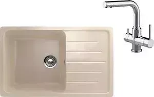 Мойка кухонная и смеситель EcoStone и смеситель ES-019 Lemark Comfort бежевая (ES-19-328, LM3061C)