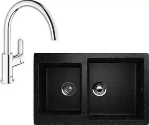 Мойка кухонная и смеситель EcoStone и смеситель ES-028 Grohe BauEdge черная (ES-28-308, 31367000)