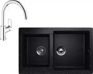 Мойка кухонная и смеситель EcoStone и смеситель ES-028 Grohe BauLoop черная (ES-28-308, 31368000)
