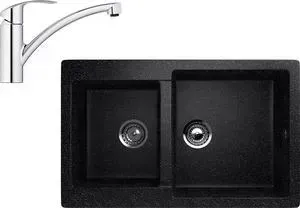 Мойка кухонная и смеситель EcoStone и смеситель ES-028 Grohe Eurosmart черная (ES-28-308, 33281002)