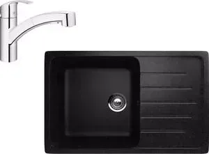 Мойка кухонная и смеситель EcoStone и смеситель ES-019 Grohe Eurosmart черная (ES-19-308, 30305000)
