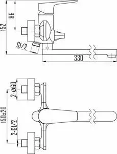 Смеситель для ванны Devida Viva с поворотным изливом, хром (DVS0823-11)