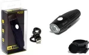 Фонарь велосипедный SANGUAN передний SN-800 750lm, 1светодиод, 4режима, встр.аккум, USB, алюм.черный, с креплением