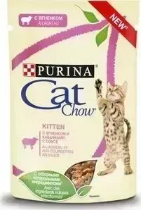 Пауч CAT CHOW и Kitten с ягненком и кабачками кусочки в соусе для котят 85г