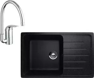 Мойка кухонная и смеситель EcoStone и смеситель ES-019 Grohe Euroeco черная (ES-19-308, 32752000)