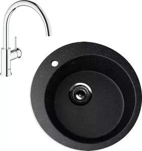 Мойка кухонная и смеситель EcoStone и смеситель ES-013 Grohe BauClassic черная (ES-13-308, 31234000)
