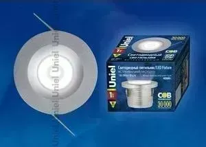 Встраиваемый светодиодный светильник UNIEL ULM-R02-1W/NW IP20 SAND Silver