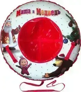 Ватрушка надувная 1TOY Тюбинг Маша и Медведь 120 см с буксировочным тросом и автокамерой