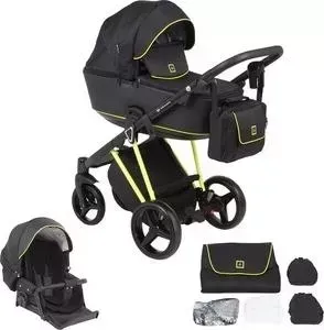 Коляска 2 в 1 ADAMEX 2 в 1 CRISTIANO FLUO YELLOW черный+желтый