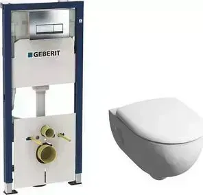Комплект унитаз с сиденьем Geberit Duofix Renova Premium Rimfree, с микролифт, инсталляция, кнопка (458.128.21.1-20307)