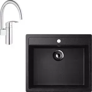 Мойка кухонная и смеситель ULGRAN и смеситель U-104 Grohe Eurosmart (U-104-308, 33202002)